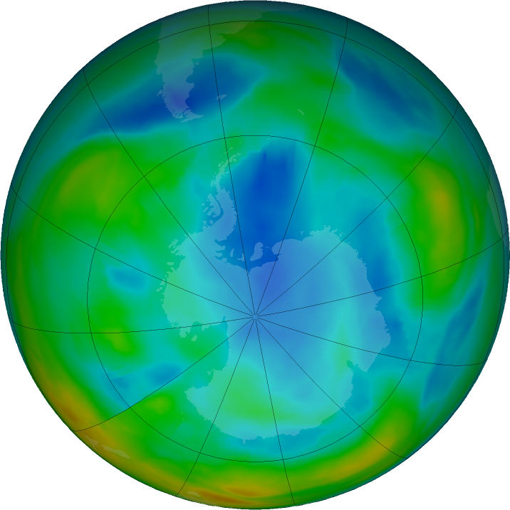 Antarctic ozone map for 28 July 2021